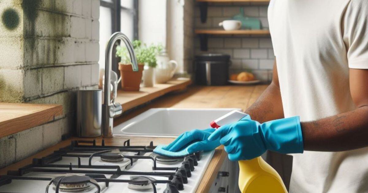 Person-Cleaning-in-Moldy-Kitchen