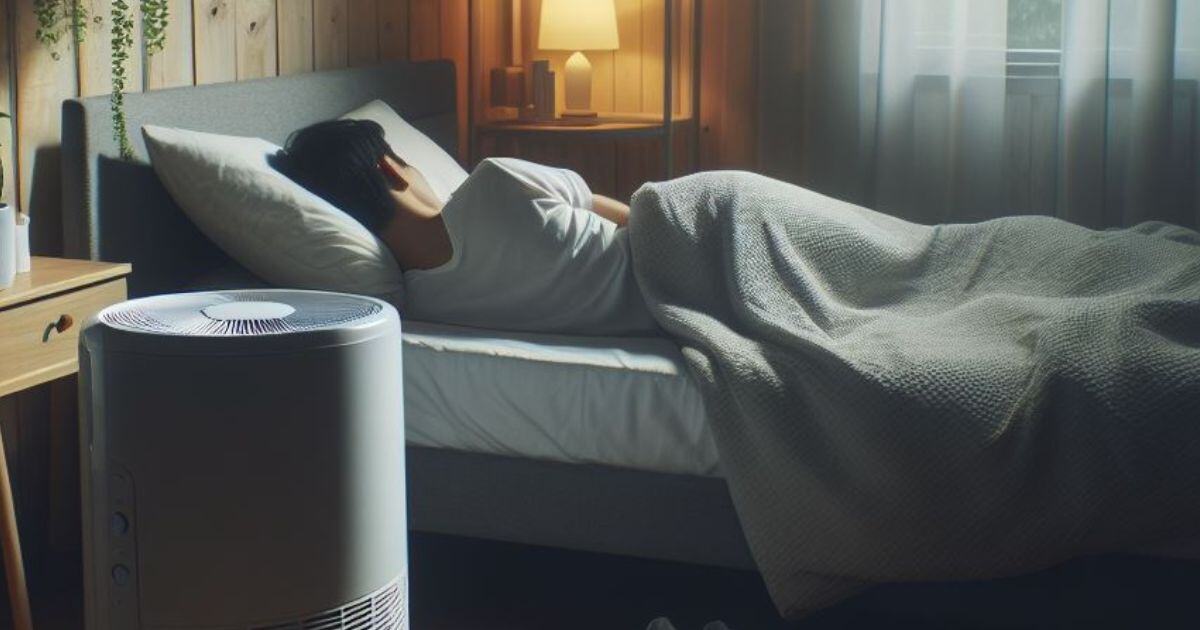 Person-Sleeping-With-Dehumidifier